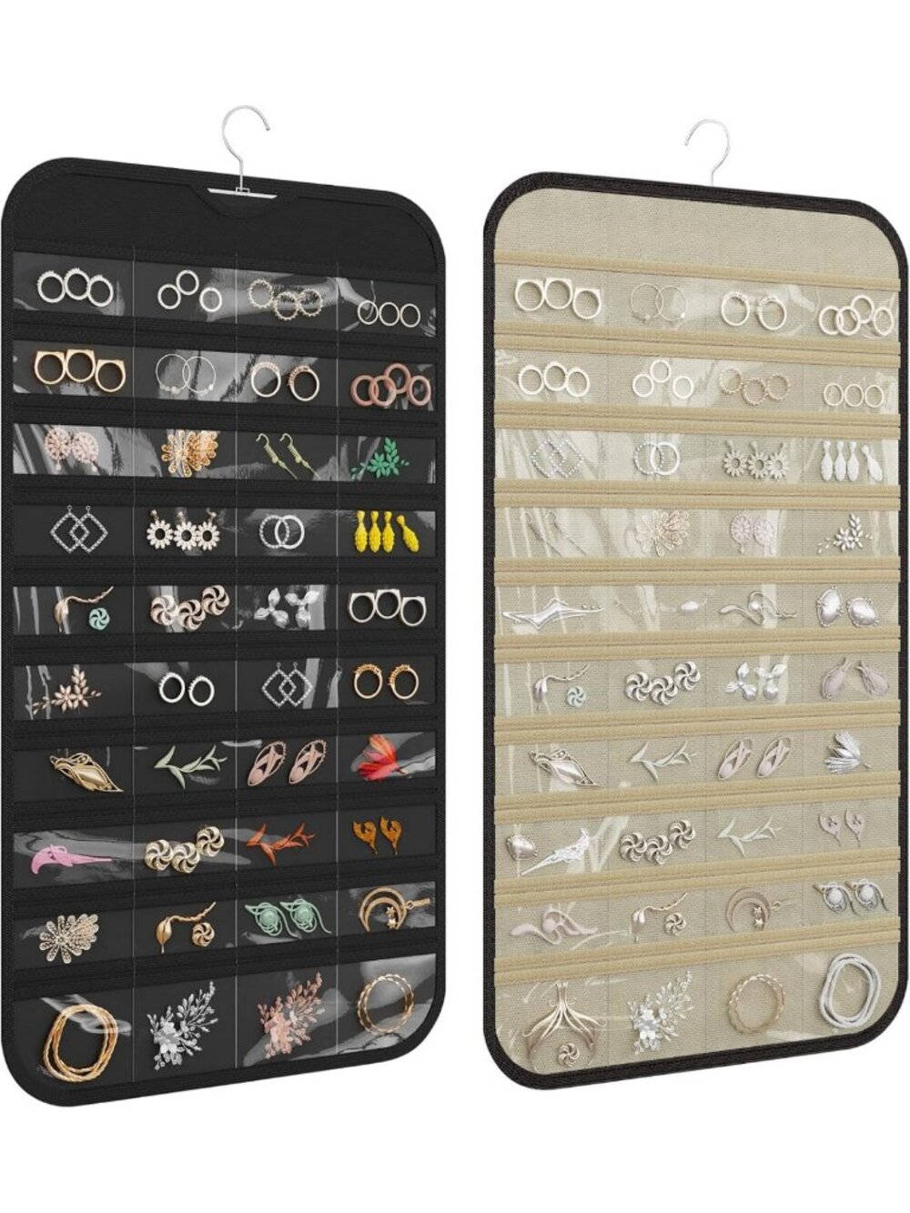 Double-Sided Hanging Jewelry Organizer, 80 Pockets, Stylish Storage Solution